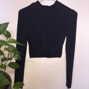 Twist-Front Long Sleeve Crop Top